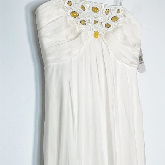 Carmen Marc Valvo Silk Organza Ivory Beaded Strapless Gown Long Dress NWT - Picture 3 of 15